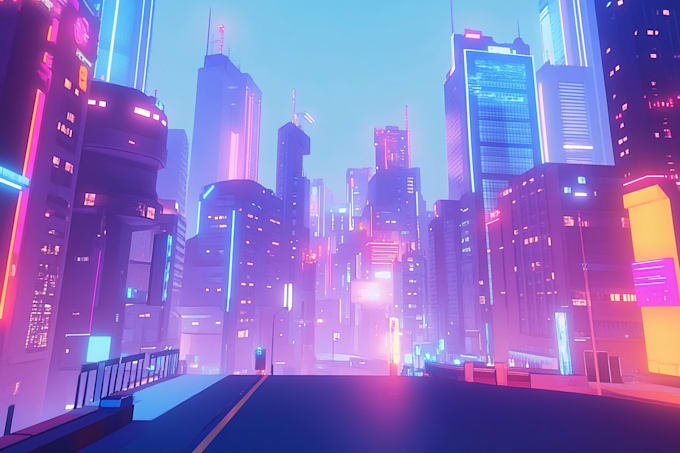 Create a futuristic cyberpunk city art and background art by Aniyaouern ...