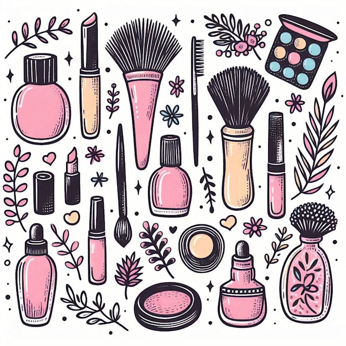 design beautiful hand drawn feminine salon cosmetic