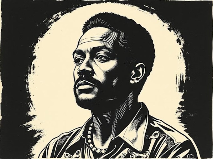 create a portrait print linocut