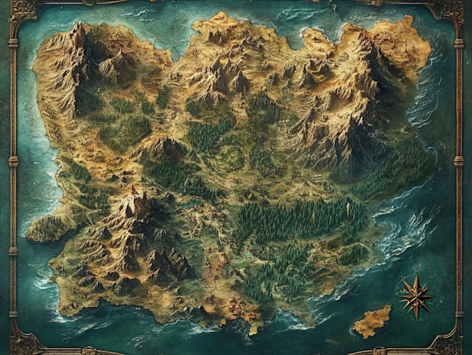 illustrate medieval fantasy and sci fi maps