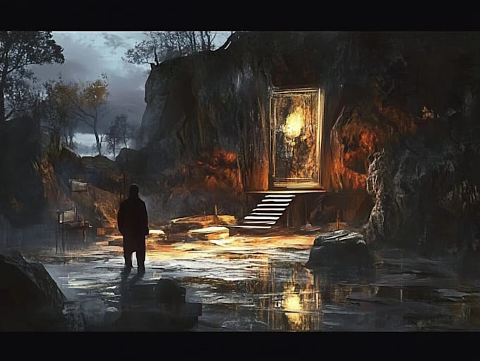 do mystical horror dark environment concept art or landscape