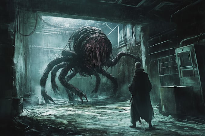 do sci fi horror and fantasy scene concept art illustrations
