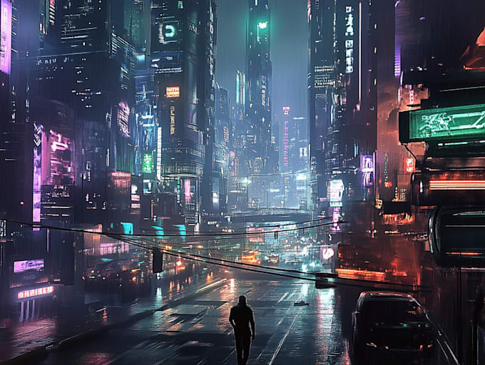 Do cyberpunk, cyberpunk city, scifi art for you by Vantriceves | Fiverr