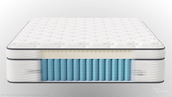 create realistic 3d mattress animation video for ecommerce and product ads
