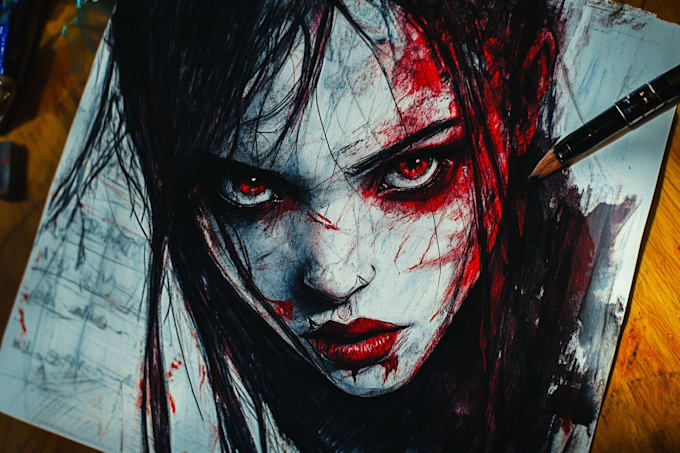 draw dark art, horror and brutal illustration