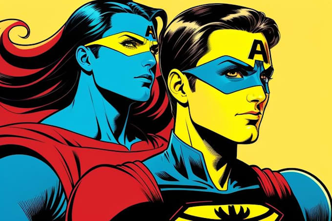 illustrate a superhero pop art portrait