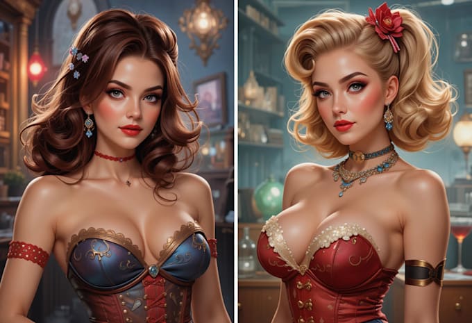 draw a pin up girl and pin up girl character art