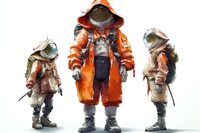 create scifi or cyberpunk character concept art