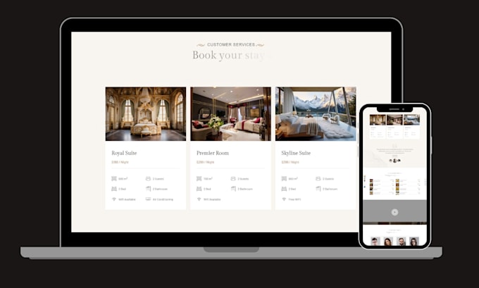 build hotel booking website property management website, short term rental