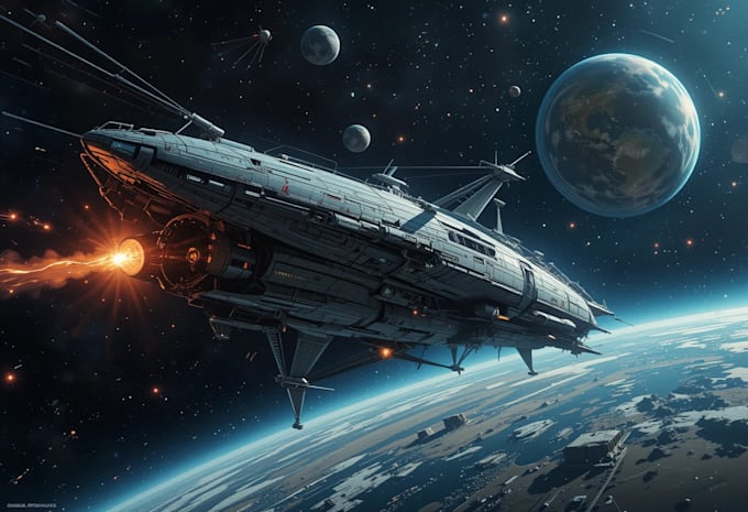 Make a sci fi spaceship concept art for you by Kelvdows | Fiverr