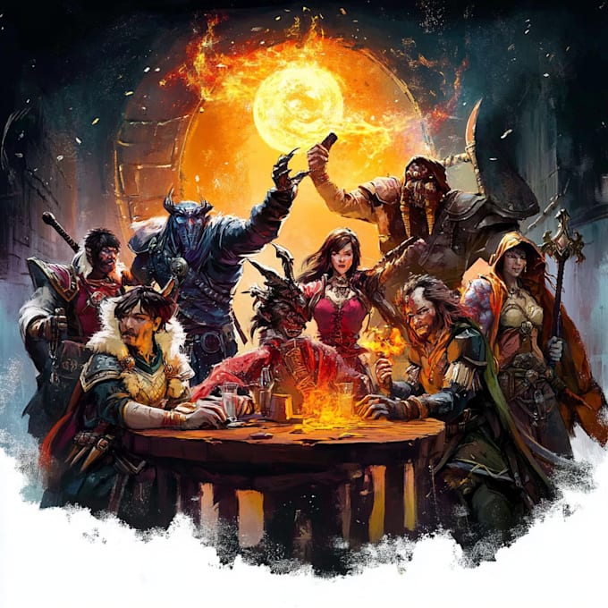 draw your dnd group party illustration