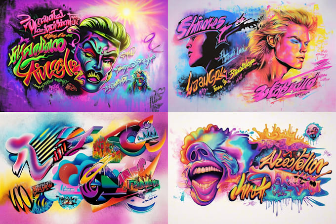 do 80s 90s airbrush graffiti design