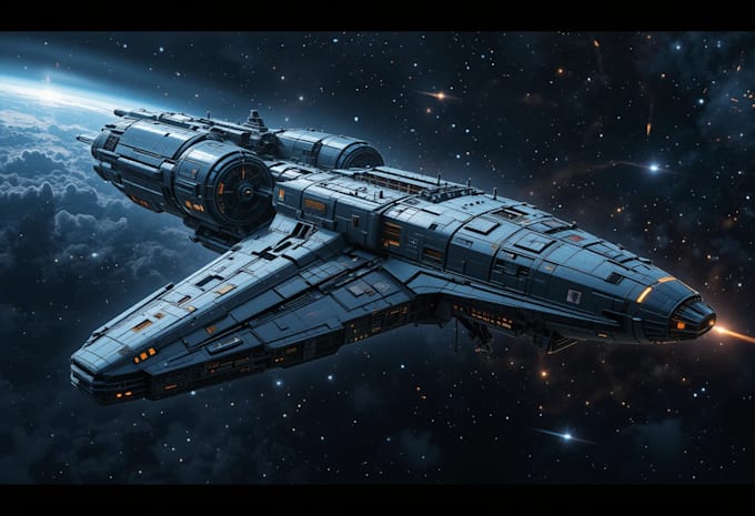 Illustrate a sci fi spaceship art by Grantoor | Fiverr