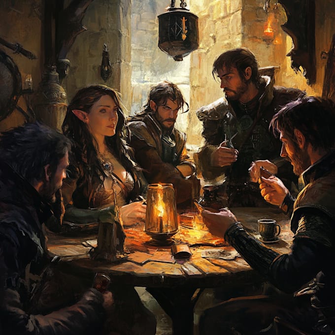 create dnd party art illustration