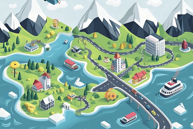 Draw a unique vector or isometric map by Divanenter | Fiverr