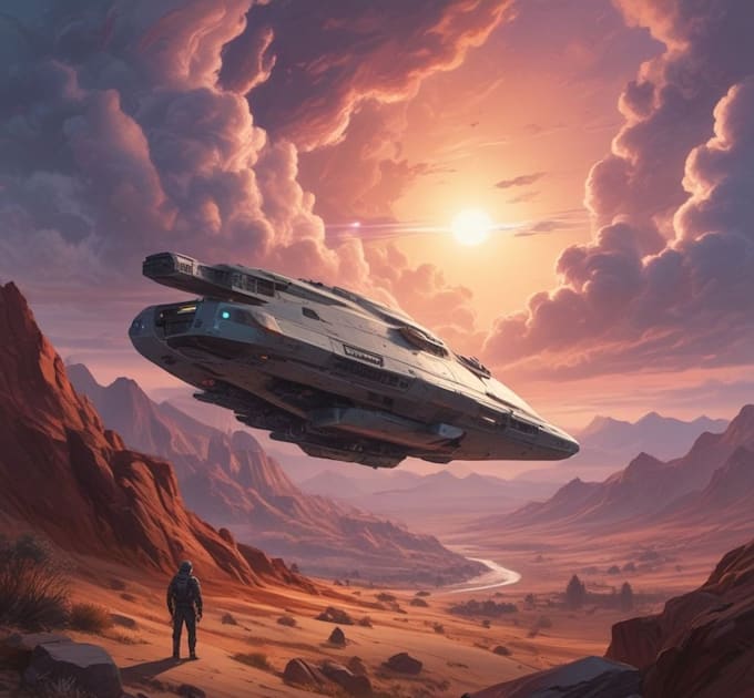 design spaceship, sci fi illustration and sci fi art