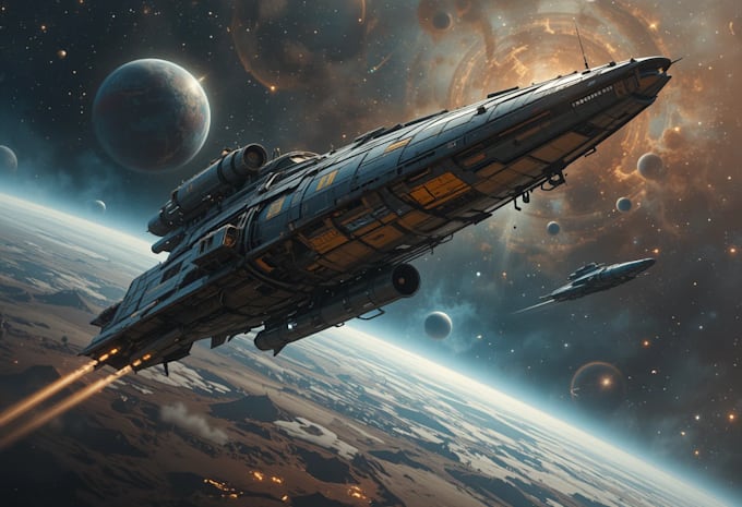 create a sci fi spaceship art