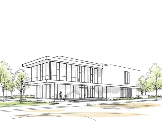 draw an architectural sketch for commercial use