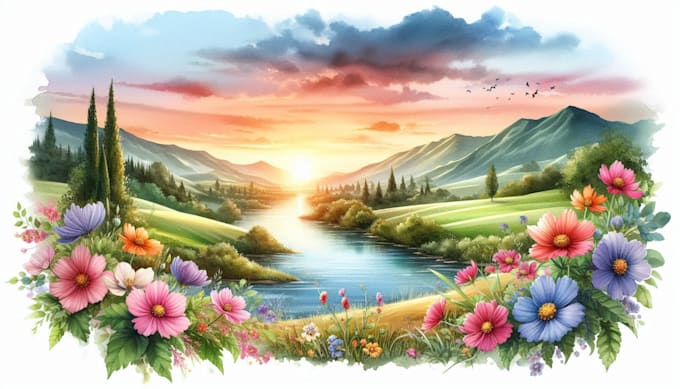 draw watercolor illustration art for you