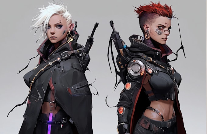 Draw sci fi , cyberpunk , mecha, fantasy character design by Qeelieed ...
