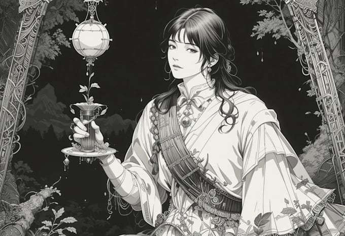 do a black and white engraving style illustration
