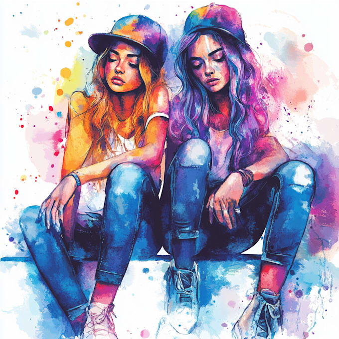 illustrate watercolor portrait illustration
