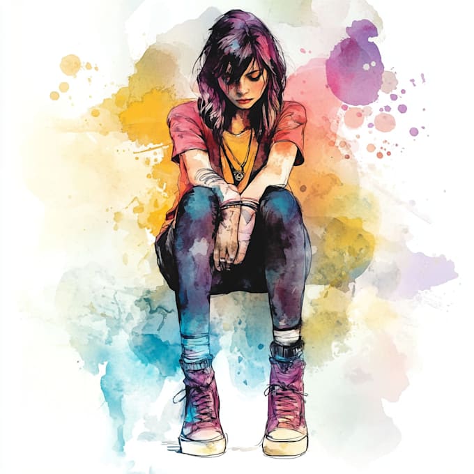 create watercolor portrait illustration