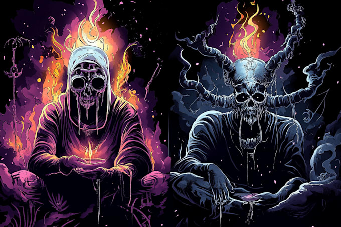 create dark art, horror or skull artworks illustration