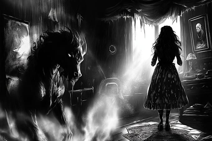 draw simple black and white illustration