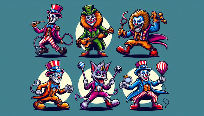 do awesome circus performers and freaks mascot logo design