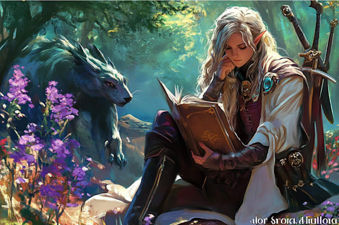 paint a character illustration in a fantasy world