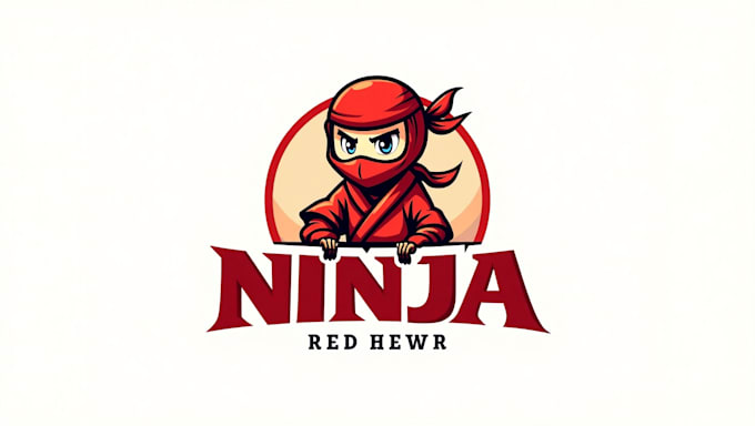 do awesome red ninja mascot logo design
