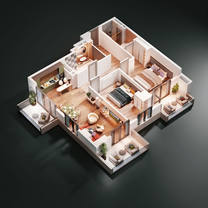 redraw and design 2d to 3d floor plan quickly