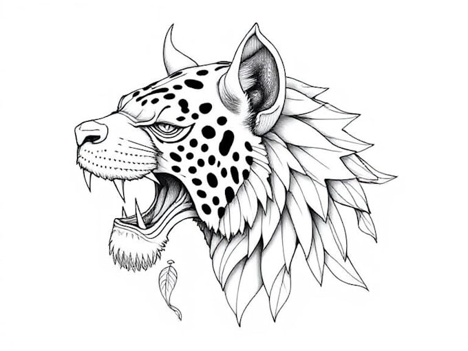 Draw detailed black and white line art for tattoo design by Marthinaoux ...