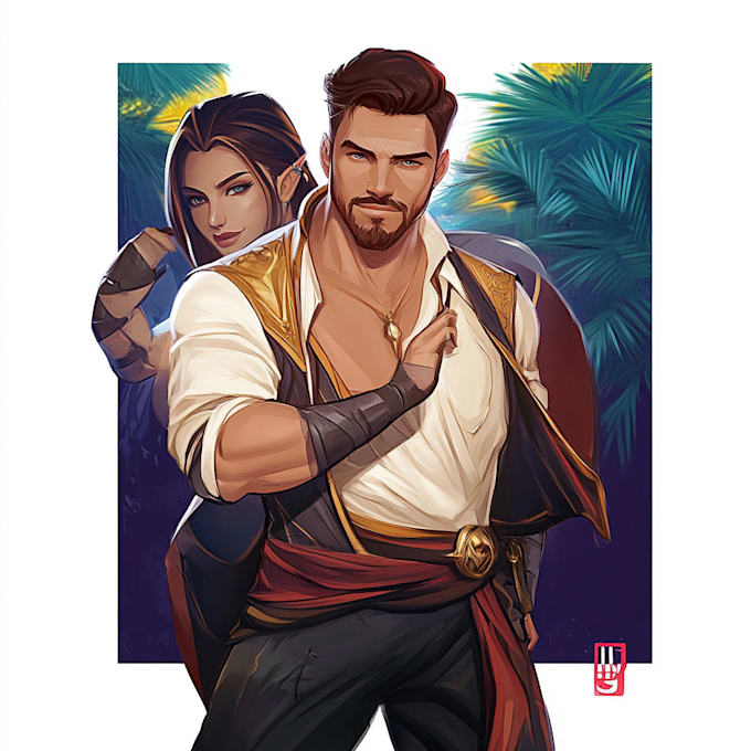 Draw character illustration for dnd fanart game art design