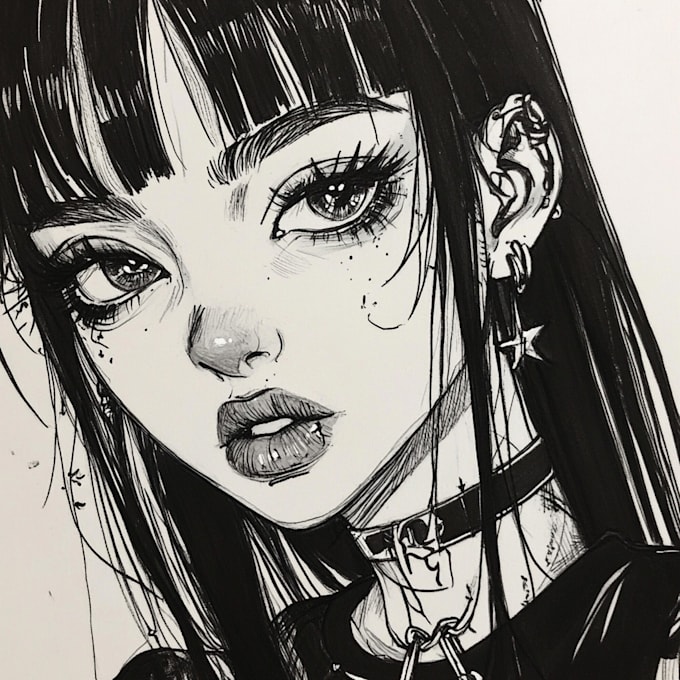 draw cute custom anime or blackwork tattoo