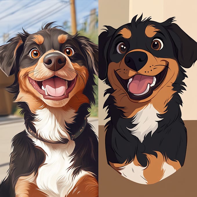 recreate cartoon disney style pet portrait