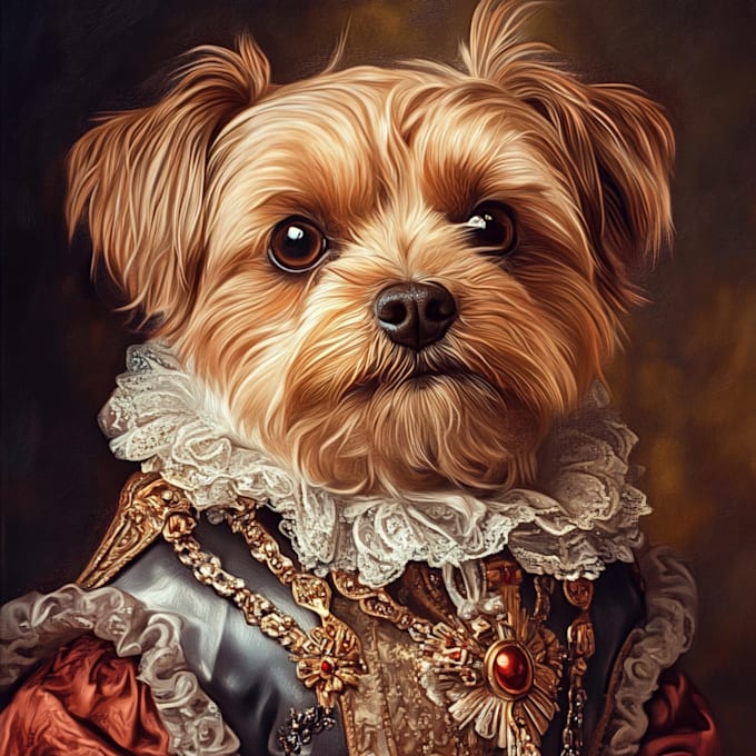 draw a custom royal pet portrait, cat portrait, dog portrait
