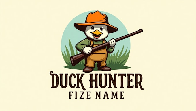 design creative luxury duck hunter mascot logo in 12 hours