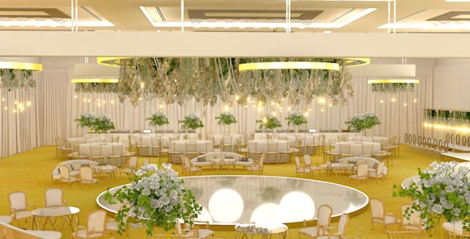 renovate 3d event hall,bridal couch,banquet hall,stage design,d5 render,hotel ha