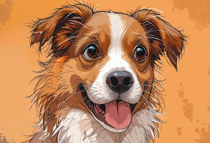 draw pet portrait into cartoon vector