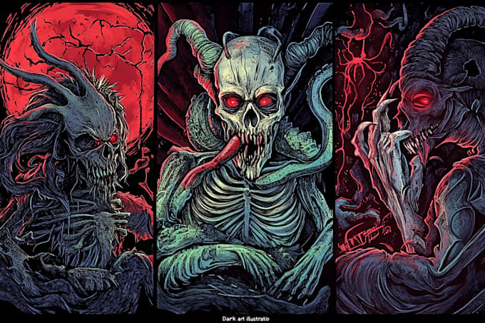 custom illustration dark art and psychedelic