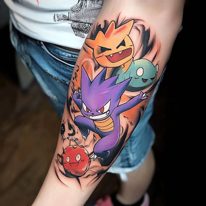 make comic cartoon anime tattoo design