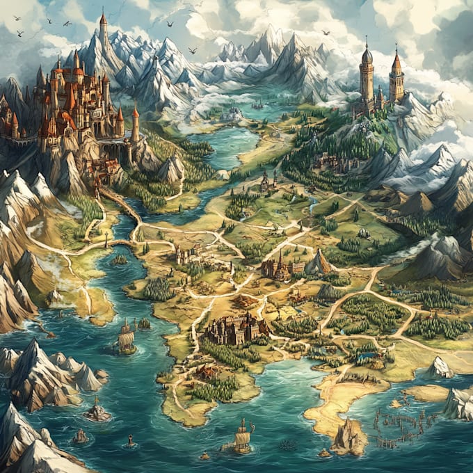 make a fantasy map illustrations for your project