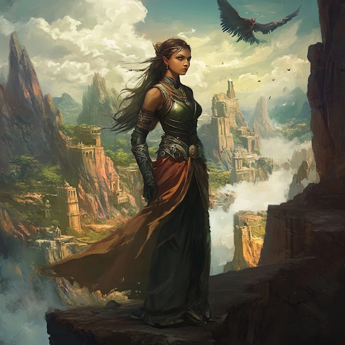 paint a character illustration in a fantasy world