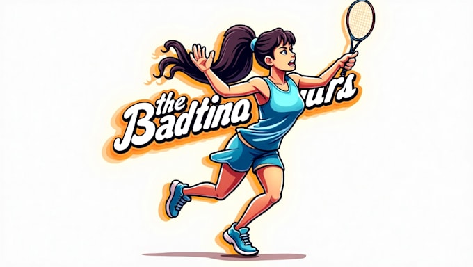 do awesome of woman badminton athlete  mascot logo design