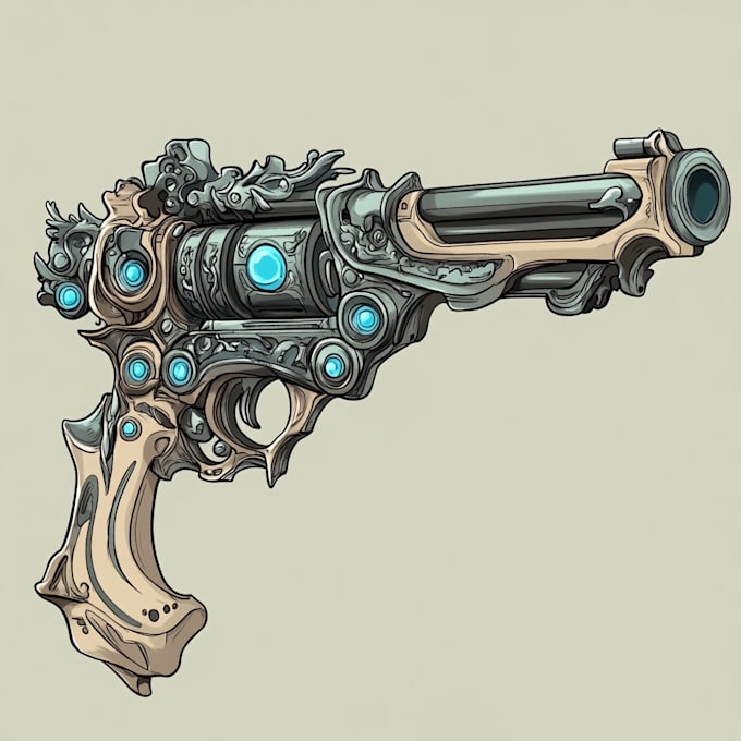 draw a 3d weapon illustration for gaming