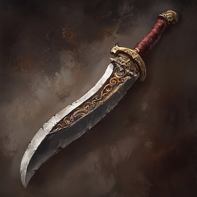 draw a 3d weapon illustration for gaming