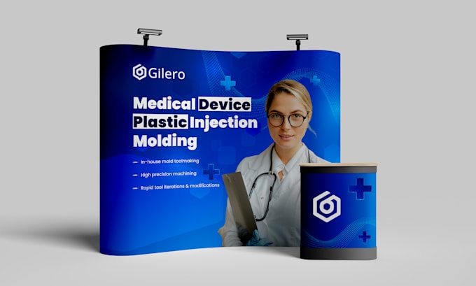 design trade show booth, backdrop, banner stand, and display