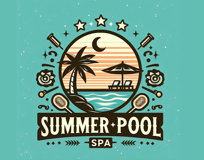 make high quality summer pool spa logo with express delivery